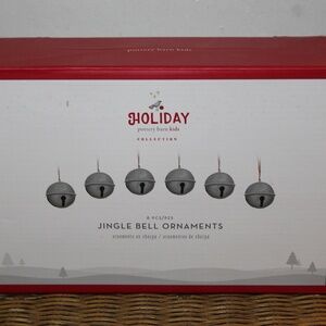 Pottery Barn Holiday Jingle Bell Ornaments. 6 pcs set